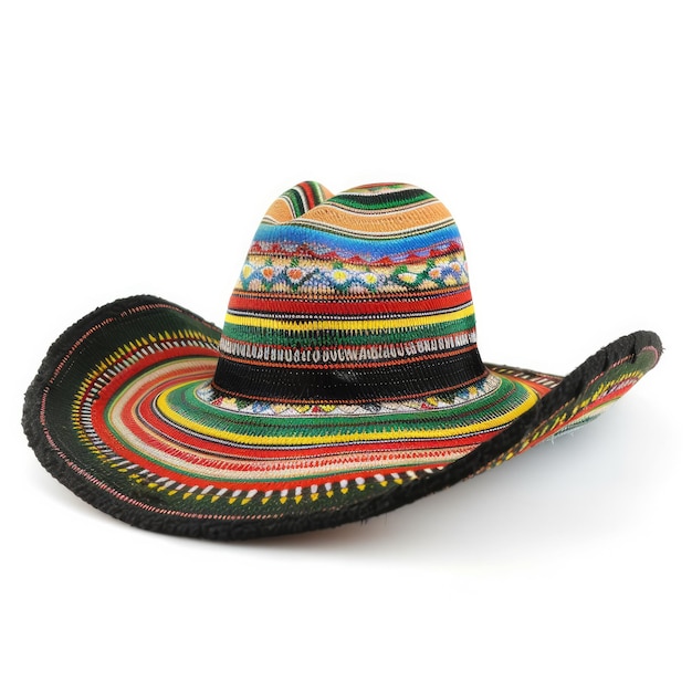 Foto un sombrero que tiene un patrón colorido en él