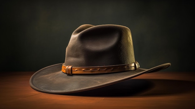 Un sombrero ranchero de ala ancha con una banda de cuero.