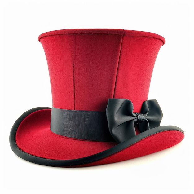Un sombrero rojo con un lazo negro