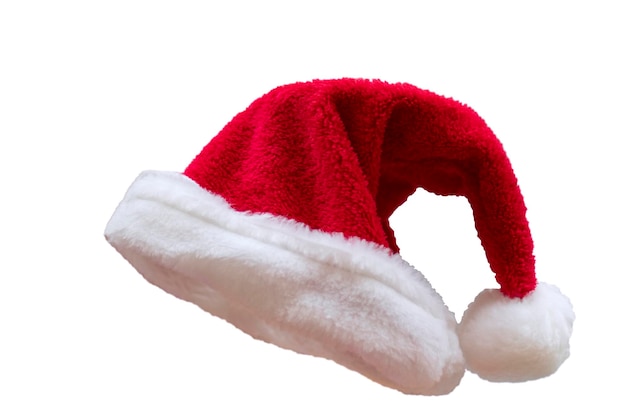 Sombrero rojo de Papá Noel sobre un fondo blanco Aislar