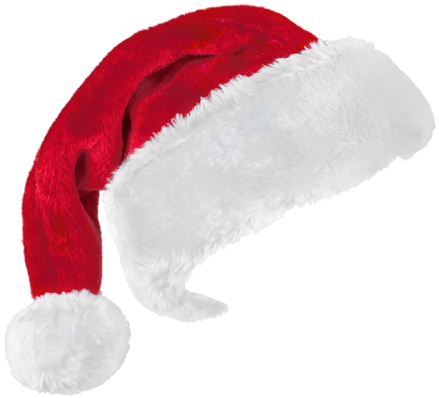 Sombrero rojo de Santa Claus aislado sobre fondo blanco.