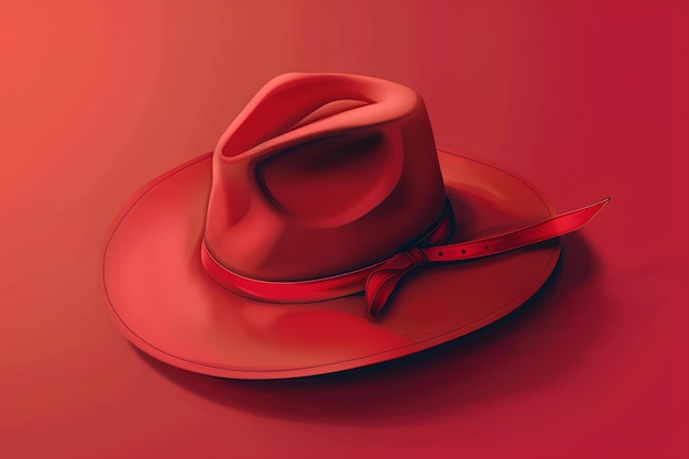 Un sombrero rojo sentado en la parte superior de una mesa roja
