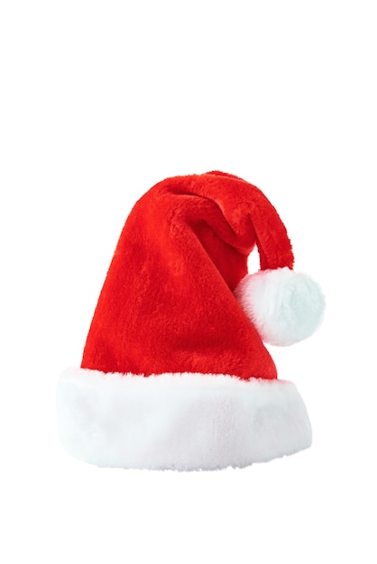 Sombrero de Santa Claus rojo sobre un fondo blanco aislado. Concepto de Navidad y año nuevo