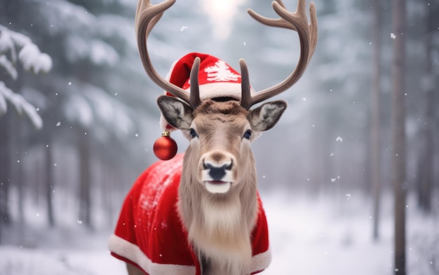 El sombrero de Santa de Navidad de los renos