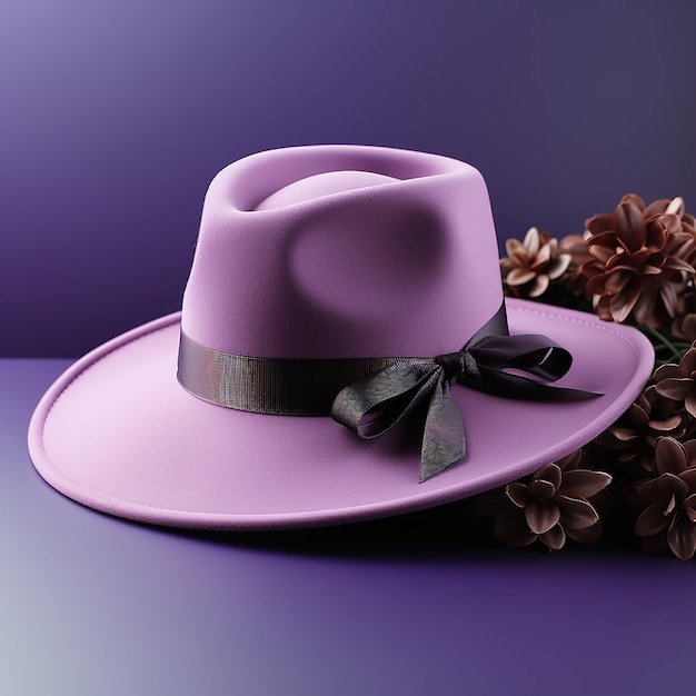 Sombrero sobre un fondo morado Mock ups