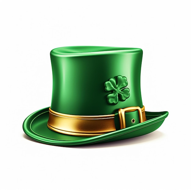 Sombrero de st patricks, con, trébol, aislado, blanco, sombrero de duende, vector Clipart