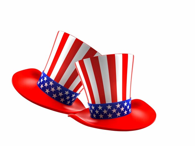 Sombrero del tío Sam aislado sobre fondo blanco o sombrero americano png transparente