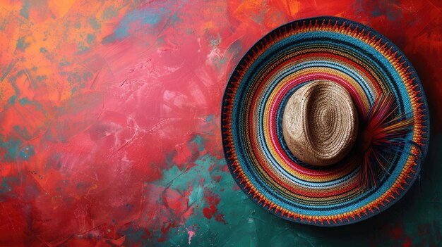 Sombrero tradicional tejido Cinco de Mayo Fondo festivo