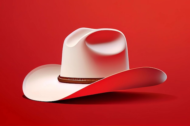 Sombrero de vaquero blanco sobre un fondo rojo.