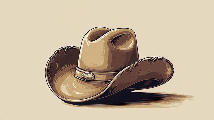 Sombrero de vaquero en herradura Arte vectorial simple con espacio de copia
