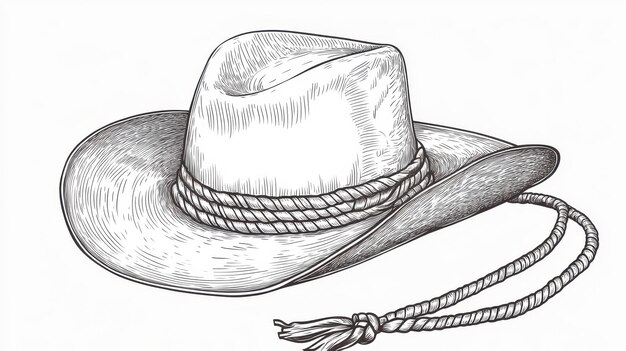 Sombrero de vaquero y lazo de línea simple