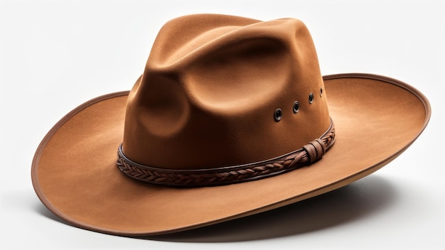 sombrero de vaquero marrón aislado sobre fondo blanco