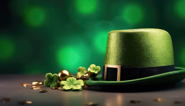 Sombrero verde con concepto de trébol Día de San Patricio