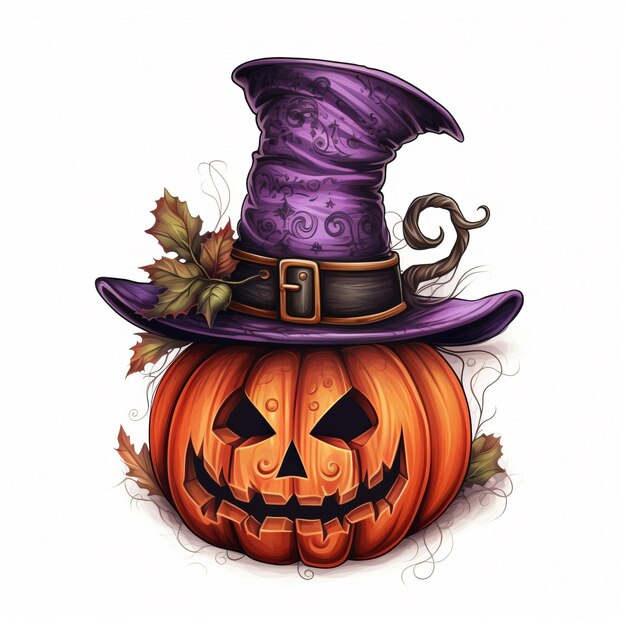 Foto sombrero violeta de calabaza de halloween