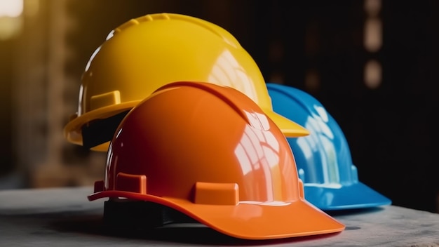 Sombreros de casco de seguridad duro amarillo naranja y azul para proyectos de seguridad