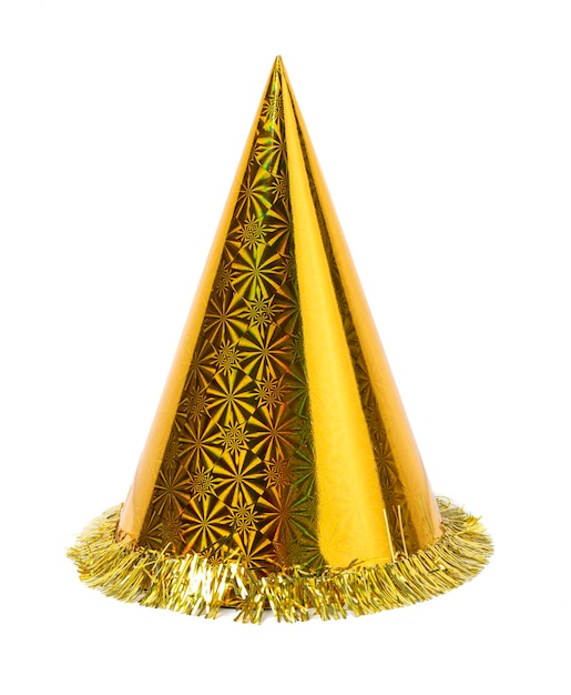 Sombreros de fiesta coloridos Diferentes sombreros festivos Ropa de cabeza de cartón en forma de cono aislado sobre fondo blanco Accesorio de celebración de cumpleaños
