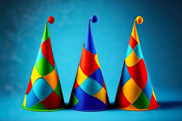 Sombreros de payaso multicolores geométricos brillantes para actuaciones