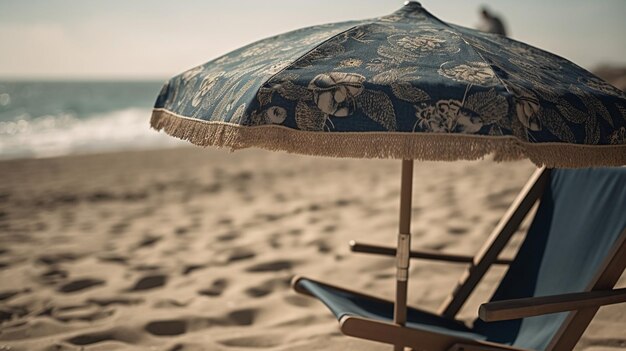 Una sombrilla de playa con un diseño floral