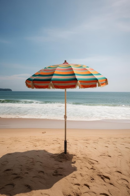 Foto una sombrilla está en la playa ia generativa