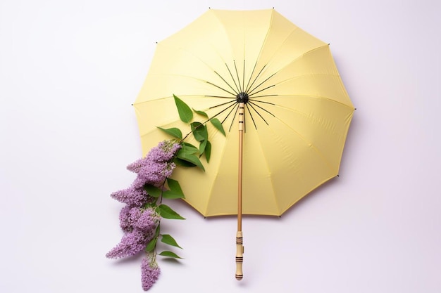 Sombrilla de verano amarilla con lila