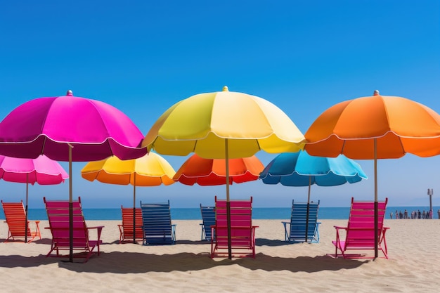 Foto sombrillas de playa vibrantes