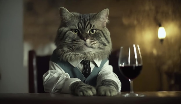 Sommelier catador de vinos gato trabajo trabajo profesión 1 IA generativa