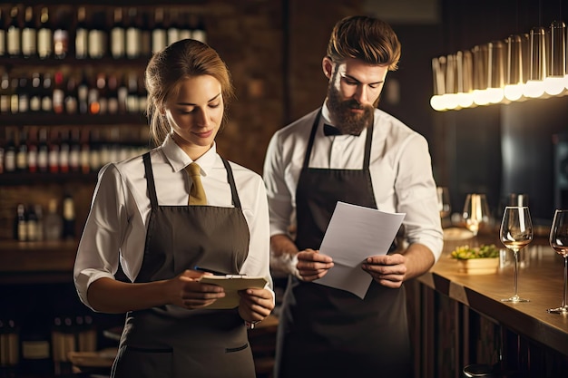 Sommelier mujer sostiene un vaso de vino rojo Tarjeta de degustación Mujer Sommelier bebe vino Experto de restaurante Ilustración de IA generativa