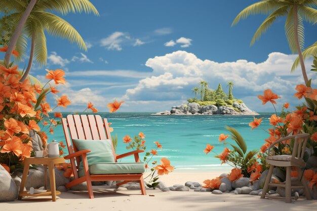 Sommer 3D-Hintergrund Sommer am Strand