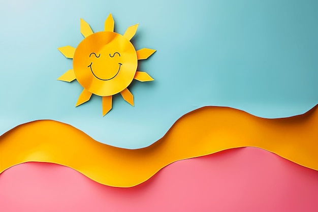 Sommer-Design-Hintergrund mit Sonne und Lächeln
