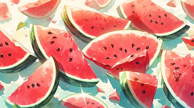 Sommer erfrischende Wassermelone Illustration erfrischender grüner Fruchtwassermelonensaft