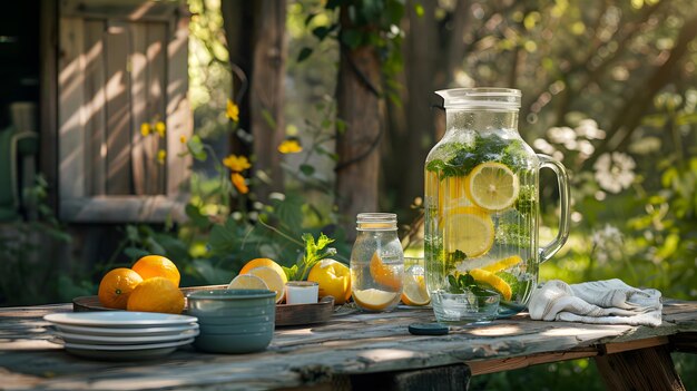 Sommer-Erfrischungen in einem Garten