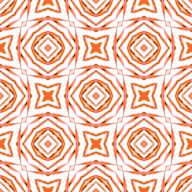 Sommer exotische nahtlose Grenze. Orange fesselndes Boho-Chic-Sommerdesign. Textilfertiger Prachtdruck, Bademodenstoff, Tapete, Umhüllung. Exotisches nahtloses Muster.