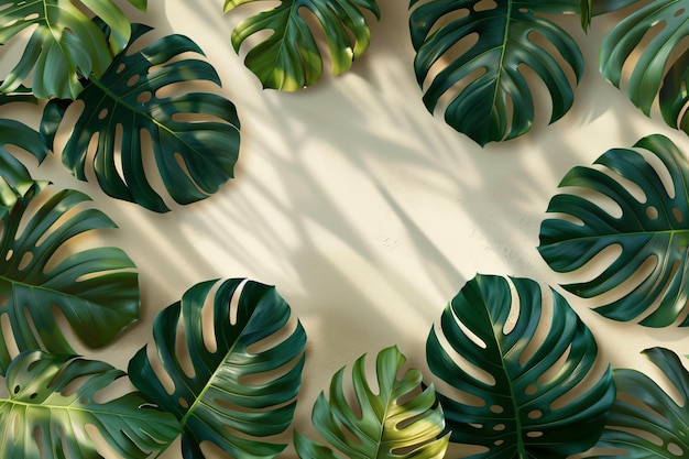 Sommer-Hintergrund mit Monstera-Blättern