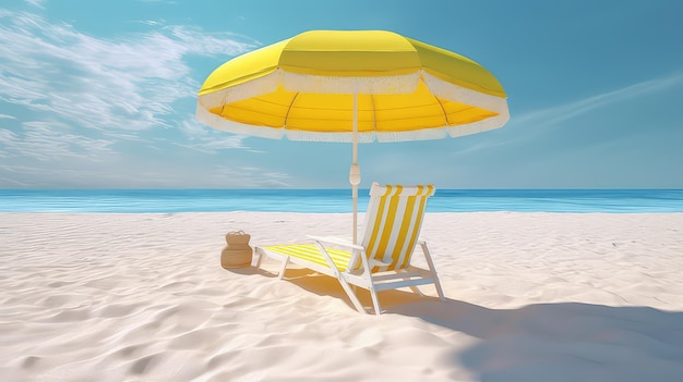 Sommer-Hintergrund mit Strandthema Regenschirmstuhl gelbe Themenfarbe