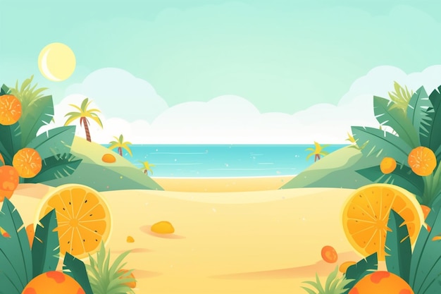 Sommer-Hintergrundillustration Eine wunderschöne Strandszene, erstellt mit generativer KI