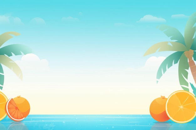 Sommer-Hintergrundillustration Eine wunderschöne Strandszene, erstellt mit generativer KI