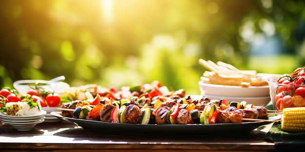 Sommer Leckeres Grillgut an einem heißen Sommertag