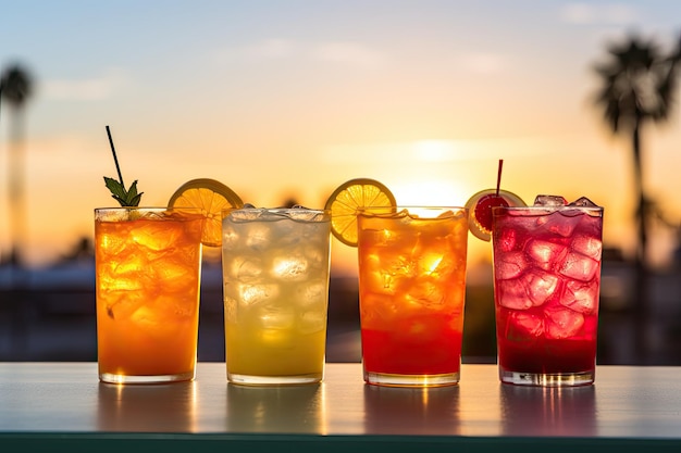 Sommer-Mocktails bei Sonnenuntergang