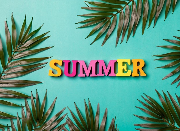 Sommer-Strand-Elemente und Sommer-Texteffekt-Hintergrund, ai generiert