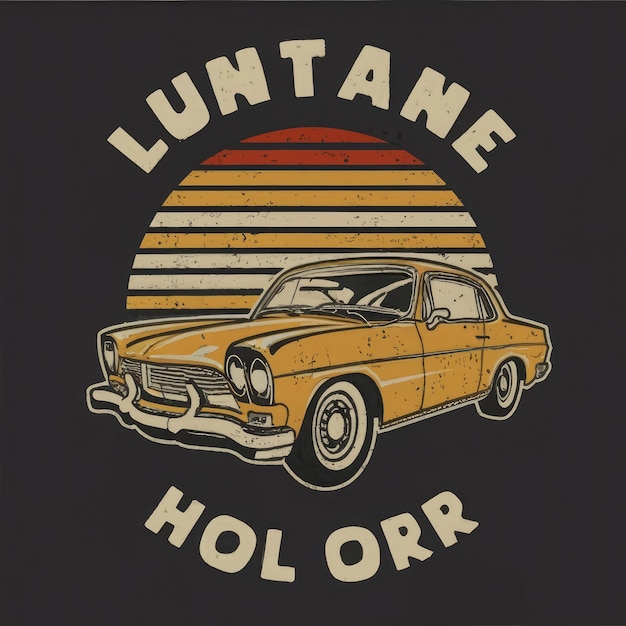 Sommer-T-Shirt Klassische Vintage-Retro-Autos sind am Strand