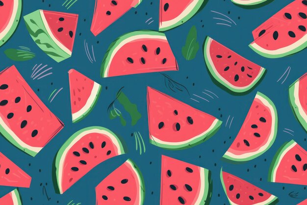 Sommer Wassermelone nahtloses Muster Hintergrund generative ai