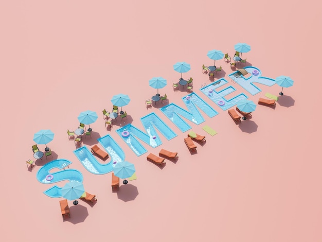 SOMMER-Wort in Form eines Swimmingpools