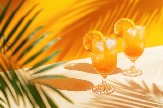 Foto sommer-zitrus-cocktails in einem glas auf blauem hintergrund