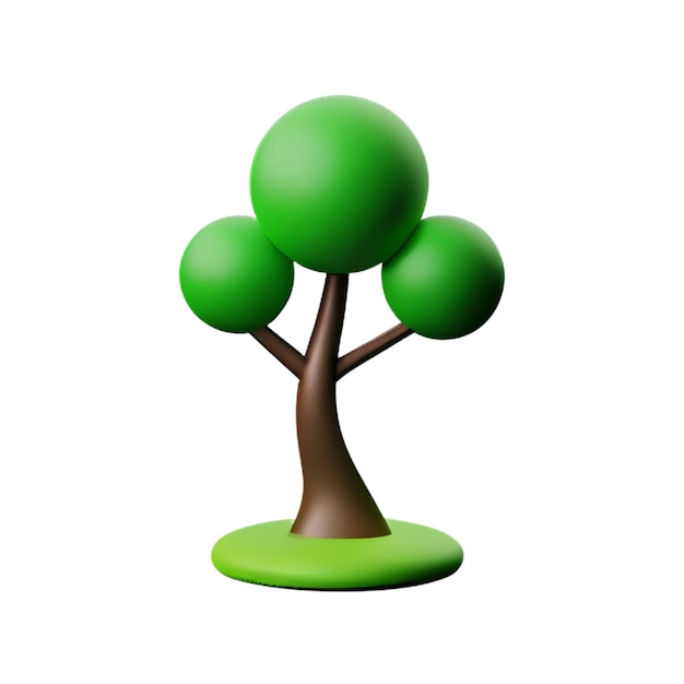 Foto sommerbaum auf weißem hintergrund, illustration eines baum-cartoon-low-poly