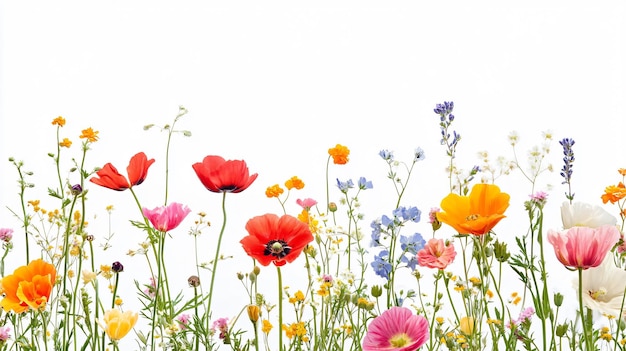 Sommerblumen auf weißem Hintergrund