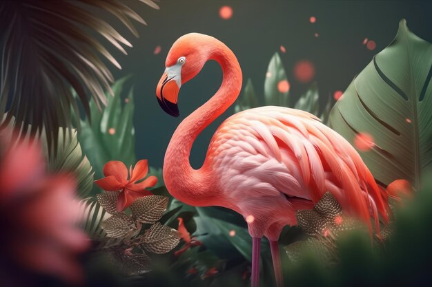 Sommerfest mit Flamingo-Hintergrund Tropische Sommerzeit Generative KI