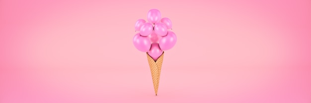 Sommerkonzept kreative Luftballons Eis 3D-Rendering