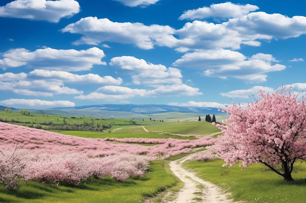 Foto sommerlandschaft mit blühender wiese