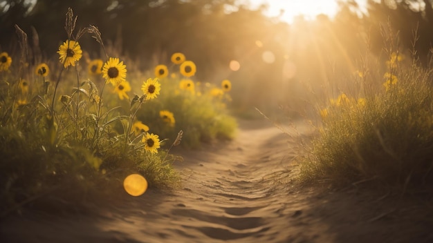 Sommerlandschaft mit Blumen Generative KI