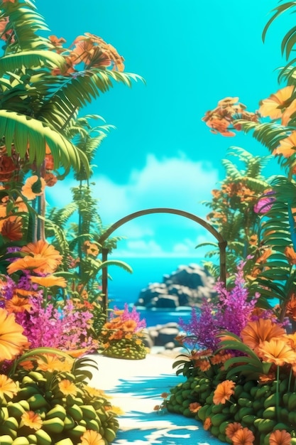 Sommerlicher, üppiger Fraktal-Design-Hintergrund
